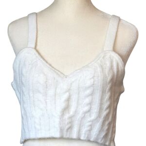 NWT Free People Sunkeeper Cami Ivory Cable Knit Crop Top Size M